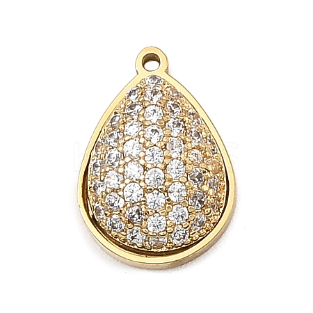 304 Stainless Steel Micro Pave Cubic Zirconia Charms STAS-I356-04G-05-1