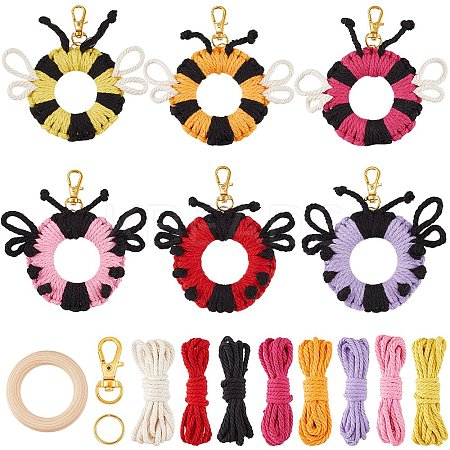 DIY Handmade Woven Cotton Ladybird Keychain Making Kits DIY-SC0028-10-1