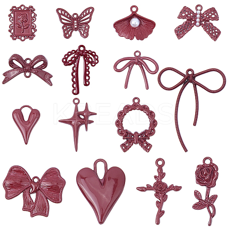 30Pcs 15 Styles Spray Painted Alloy Pendants FIND-SC0019-93-1
