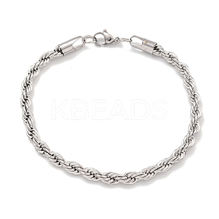 Tarnish Resistant 5MM 201 Stainless Steel Rope Chain Bracelets for Women LS-BJEW-R318-02P-1