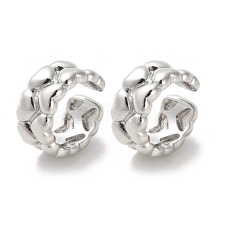 Heart Brass Cuff Earrings for Women EJEW-L270-003P-1