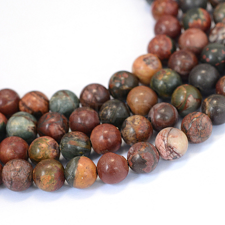 Natural Picasso Stone/Picasso Jasper Beads Strands LS-G-E334-8mm-10-1