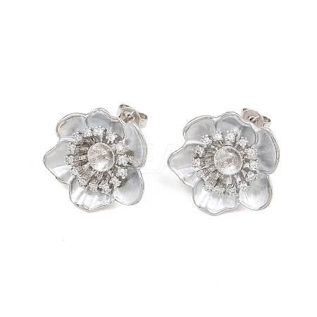 Brass Micro Pave Cubic Zirconia Stud Earring Findings CU-CBAA5EE-04P-01-1