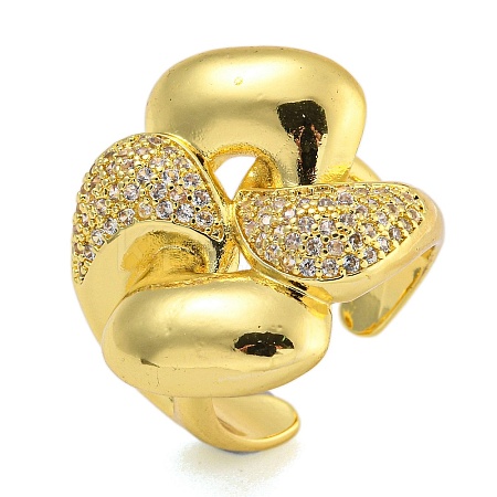 Rack Plating Brass Micro Pave Cubic Zirconia Cuff Rings for Women RJEW-I107-12G-1