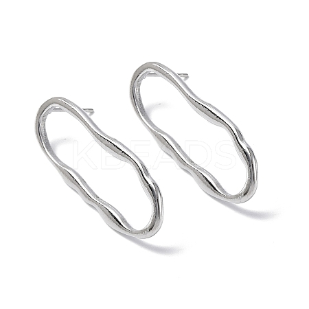 Non-Tarnish 304 Stainless Steel Twist Hollow Oval Stud Earrings for Women LS-EJEW-F300-05P-1