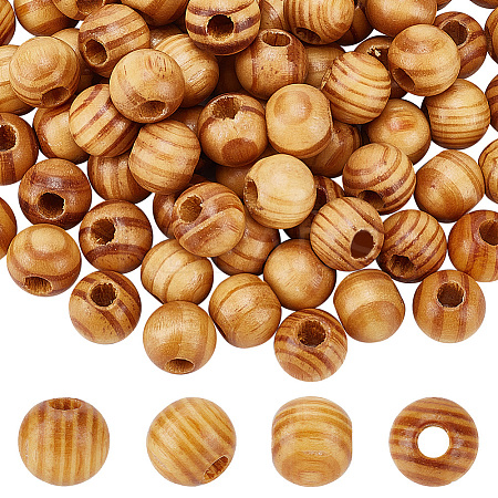 120Pcs Pinewood Large Hole European Beads WOOD-OC0003-81B-1