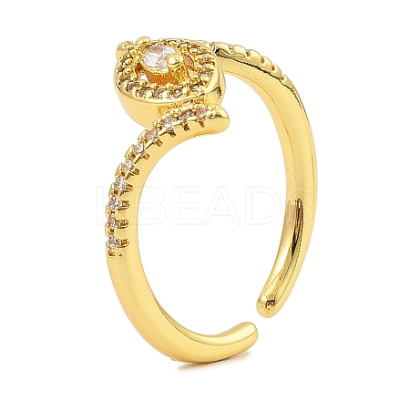 Brass Micro Pave Cubic Zirconia Cuff Rings for Women RJEW-S392-16G-1