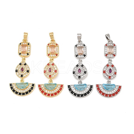 Brass Micro Pave Cubic Zirconia Pendants KK-K412-03-1