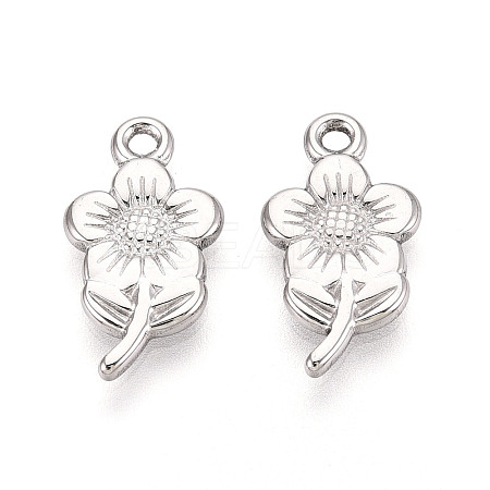 304 Stainless Steel Flower Pendants STAS-T069-31P-1