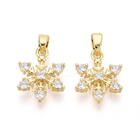 Brass Micro Pave Clear Cubic Zirconia Charms KK-N259-16G-1