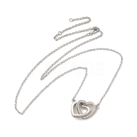 Rack Plating Brass Micro Pave Cubic Zirconia Heart Pendant Necklaces NJEW-H168-02P-1