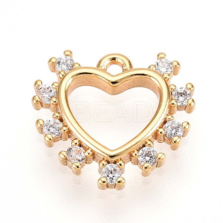 Brass Micro Pave Clear Cubic Zirconia Pendants KK-T075-06G-1