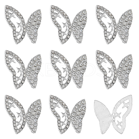 6Pcs 1-Hole Zinc Alloy Crystal Rhinestone Shank Buttons BUTT-DC0001-09-1