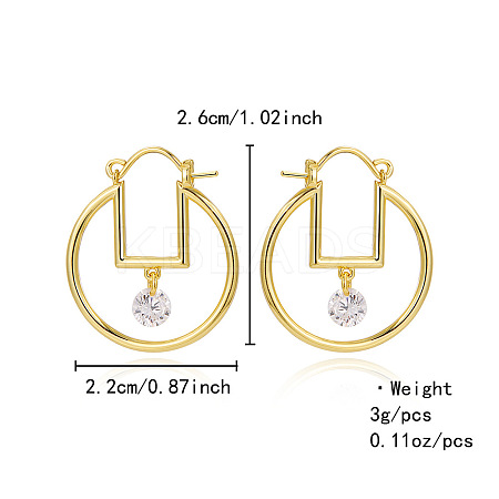 Brass & Clear Cubic Zirconia Hoop Earrings FS-WG3D18D-02-1