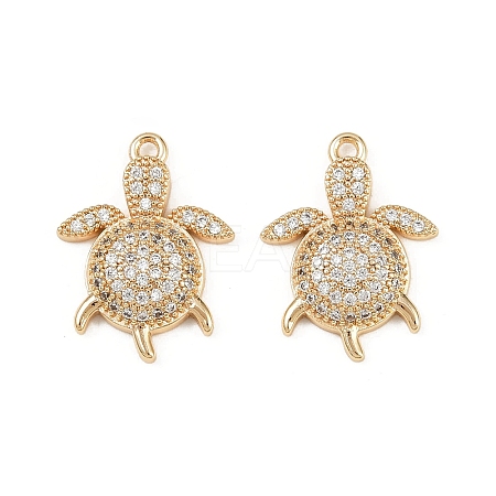 Brass Micro Pave Clear Cubic Zirconia Pendants KK-G535-02C-G-1