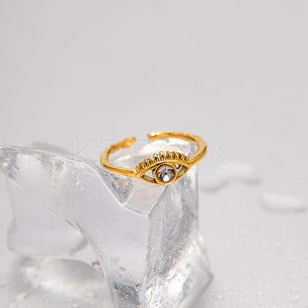 Adjustable 304 Stainless Steel with Cubic Zirconia Cuff Open Rings for Women LS-DT5559-1