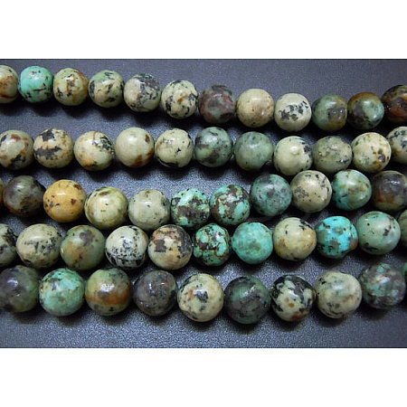 Natural African Turquoise(Jasper) Beads Strands TURQ-G037-12mm-1