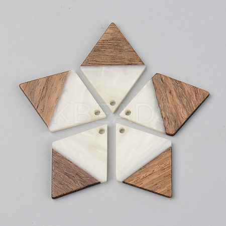 Opaque Resin & Walnut Wood Pendants RESI-S389-012A-C04-1