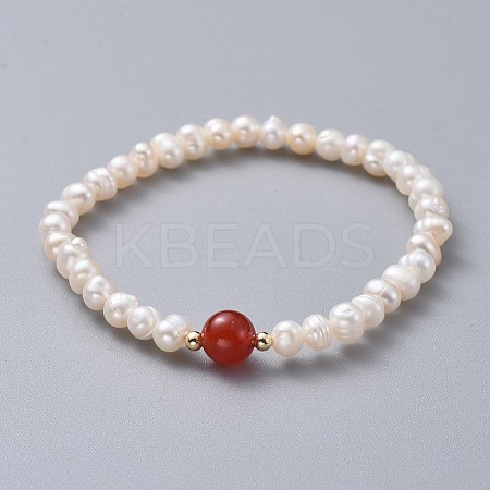 Stretch Grade A Natural Freshwater Pearl Bracelets BJEW-JB04623-04-1