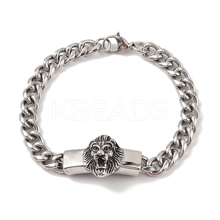 304 Stainless Steel Viking Lion Link Chain Bracelets for Men BJEW-B096-38AS-1