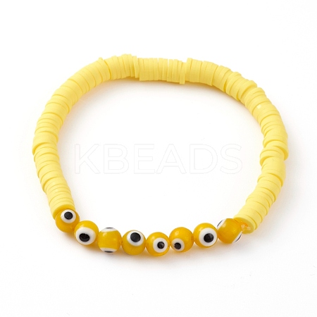 Polymer Clay Heishi Beads Stretch Bracelets BJEW-JB05905-03-1