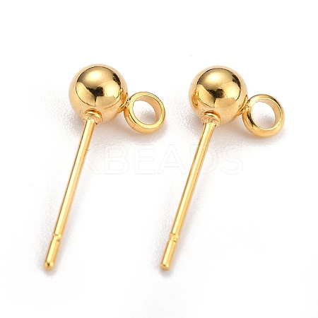304 Stainless Steel Ball Post Stud Earring Findings STAS-Z035-01G-C-1
