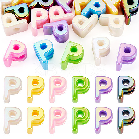 20Pcs UV Plating Opaque Acrylic European Beads OACR-TADJ0001-16P-1