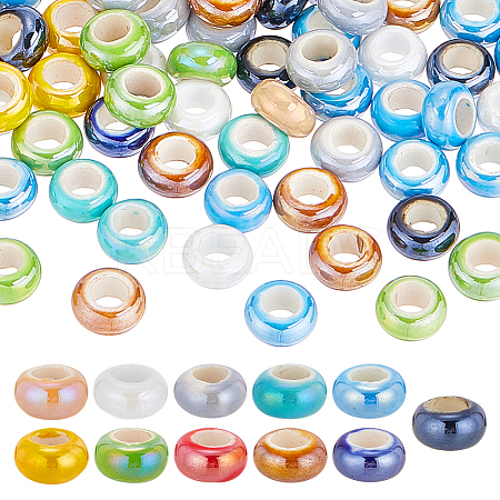 70Pcs Electroplate Porcelain Beads PORC-HY0001-16-1