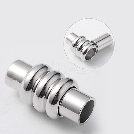 Column Brass Magnetic Clasps with Glue-in Ends KK-F358-04-A-NR-1