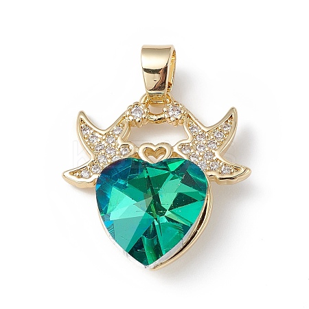 Real 18K Gold Plated Rack Plating Brass Micro Pave Cubic Zirconia Pendants KK-C015-03G-04-1