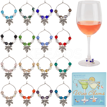 Alloy Maple Leaf Wine Glass Charms AJEW-SC00018-1