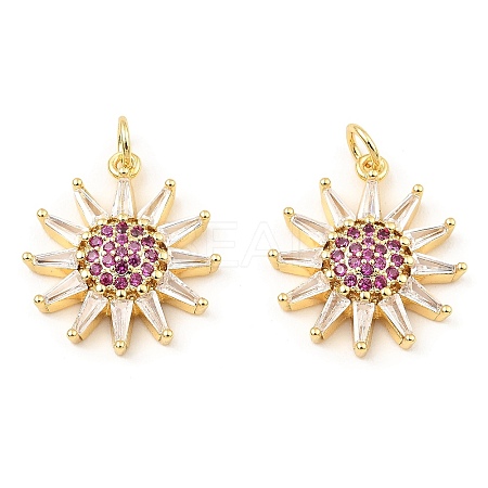 Rack Plating Brass Micro Pave Clear Cubic Zirconia Pendants KK-M253-10G-02-1