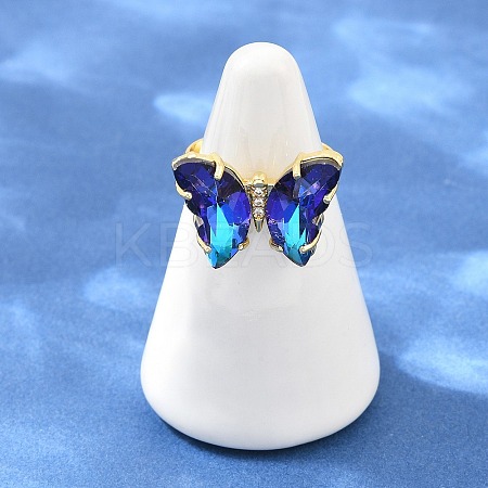 Brass Micro Pave Cubic Zirconia Finger Rings GL-CBA65A8-01G-14-1