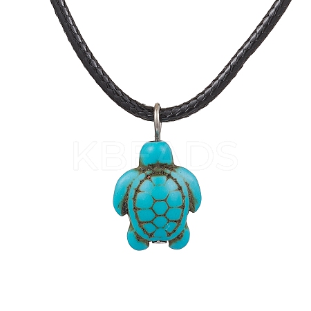 Sea Turtle Synthetic Howlite Pendant Necklaces NJEW-JN05085-1