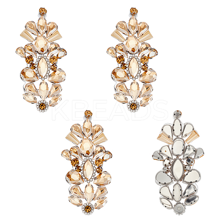 4Pcs Glass Rhinestone Embroider Thread Hotfix Rhinestone Iron on/Sew On Patches PATC-OC0001-01B-1