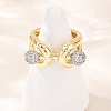 Brass Micro Pave Cubic Zirconia Adjustable Cuff Rings RJEW-C140-11G-1