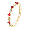 Cubic Zirconia Rhombus & Horse Eye Hinged Bangle BJEW-N012-046-4