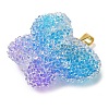 Transparent Resin Dotted Rhinetone Pendants RESI-N040-02G-02-RS-2