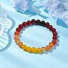 8mm Round Natural Carnelian & Agate & Malaysia Jade Beaded Stretch Bracelets BJEW-TA00514-01-2