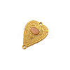 Stainless Steel Pave Dyed Sandy Brown Natural Agate Peach Heart Connector Charms PW-WG0EEB2-05-1