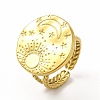 Ion Plating(IP) 304 Stainless Steel Sun & Moon Planet Open Cuff Ring for Women X-RJEW-B027-20G-1
