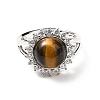 Natural Tiger Eye Adjustable Rings RJEW-P043-02P-23-2