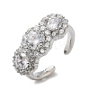 Brass Micro Pave Cubic Zirconia Cuff Rings RJEW-H256-02P-02-4