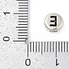 925 Sterling Silver Flat Round with Letter Beads STER-G044-01AS-E-3