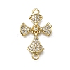Brass Clear Cubic Zirconia Cross Connector Charms ZIRC-I070-021G-1