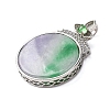 Dyed Natural Myanmar Jade Flower Flat Round Pendants KK-Q050-03A-2