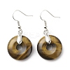 Natural Tiger Eye Donut Dangle Earrings EJEW-G300-01P-02-2