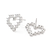 Heart Rack Plating Brass with Clear Cubic Zirconia Stud Earrings for Women EJEW-G409-04P-1