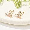 Brass Micro Pave Clear Cubic Zirconia Stud Earrings for Women EJEW-G428-25G-03-3