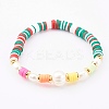 Polymer Clay Heishi Beaded Stretch Bracelets BJEW-JB06026-01-1